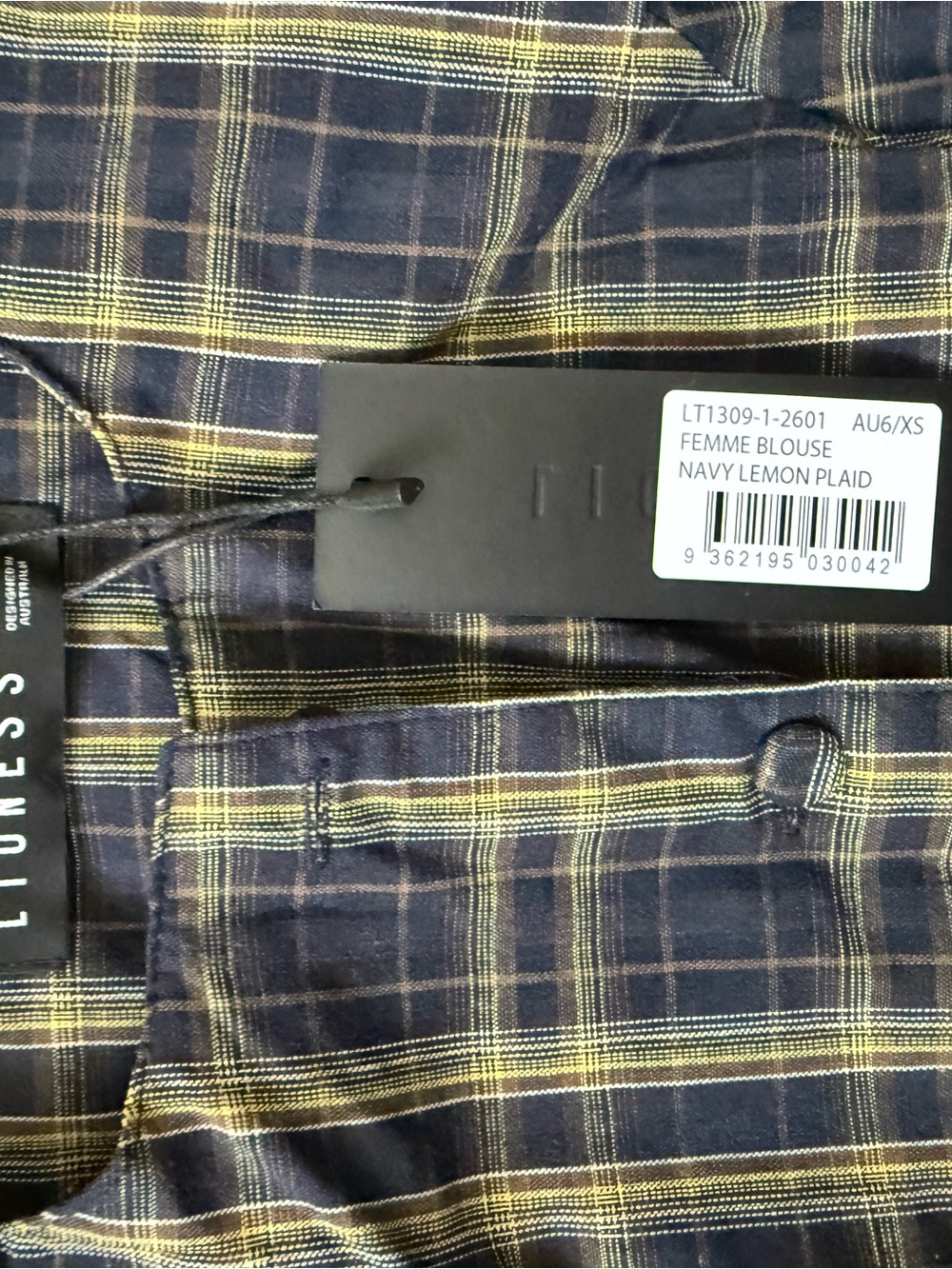 Lioness Navy and Yellow Plaid Short Sleeve Blazer - Picture 7 of 8